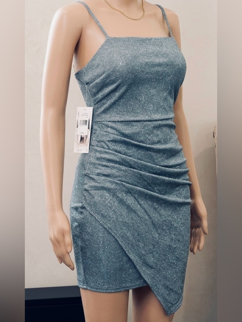 Honey and Rosie Sparkle Teal Slip Dress